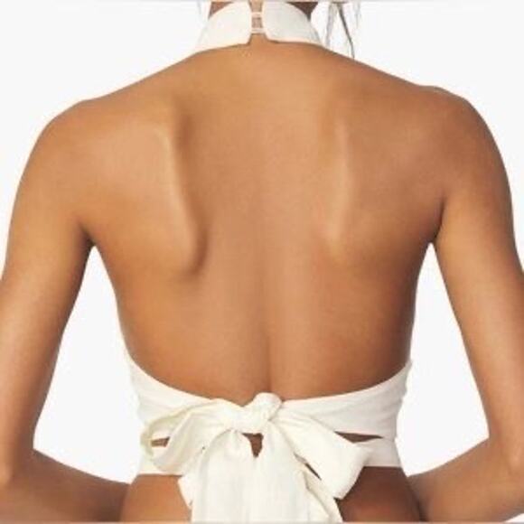 WeWoreWhat Revolve Linen Blend Whisper White Halter Top  Size‎ XS - Picture 4 of 7